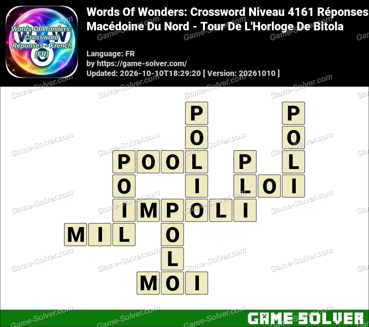 Words Of Wonders: Crossword Niveau 4161 Réponses – Macédoine Du Nord – Tour De L’Horloge De Bitola